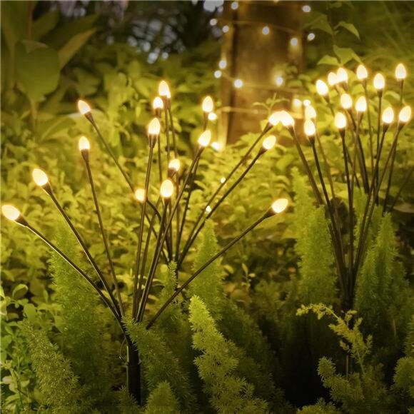Solar Garden Lights Olivary Bulbs Solar Outdoor Lights Swaying by Wind 4 Pack